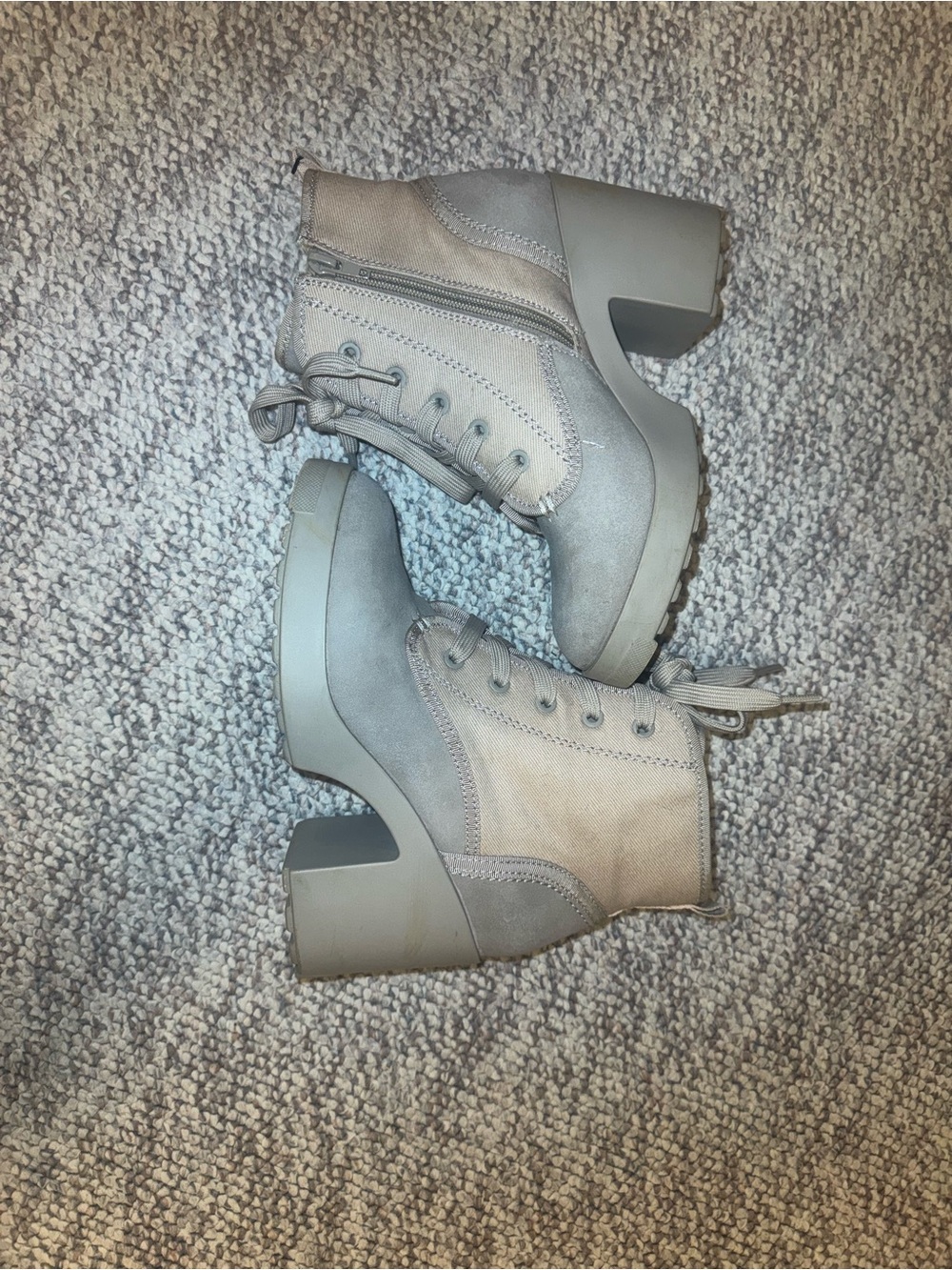 Call It Spring Women's Chunky Lace-Up Ankle Boots in Light Beige